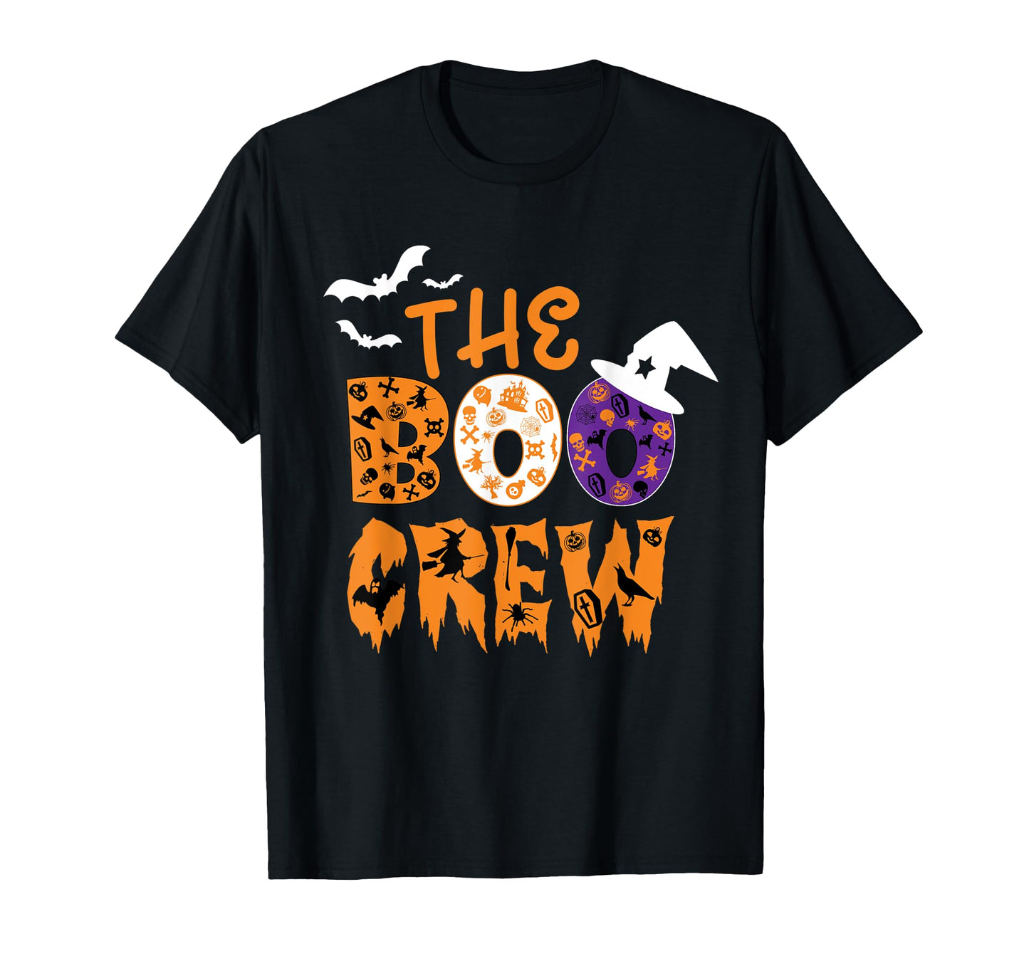 Halloween The Boo Crew Spooky Bats and Witches Fun Family T-Shirt