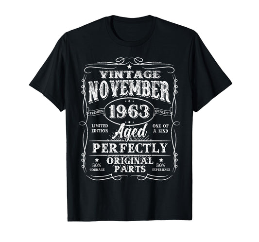 62 Years Old Vintage November 1963 Retro 62nd Birthday Men T-Shirt