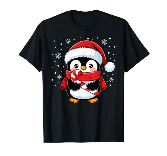 Penguin Christmas Candy Cane Winter Toddler Girl Boy Women T-Shirt
