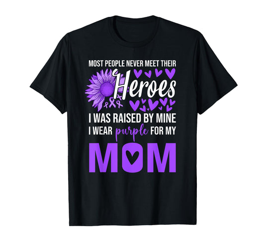 I Wear Purple for Mom Shirt Sunflower Alzheimer‘s Awareness T-Shirt