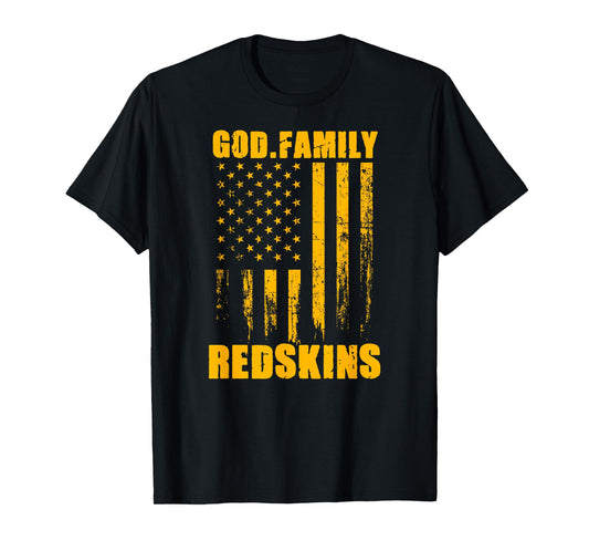 Indian Creek Redskins God. Family. Vintage USA Flag T-Shirt
