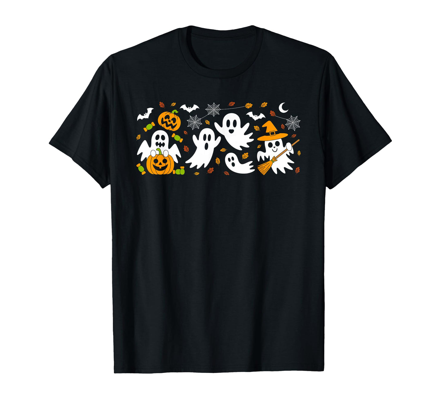 Cute Ghost Drinking Coffee Halloween Fall Ghost Book Reading T-Shirt