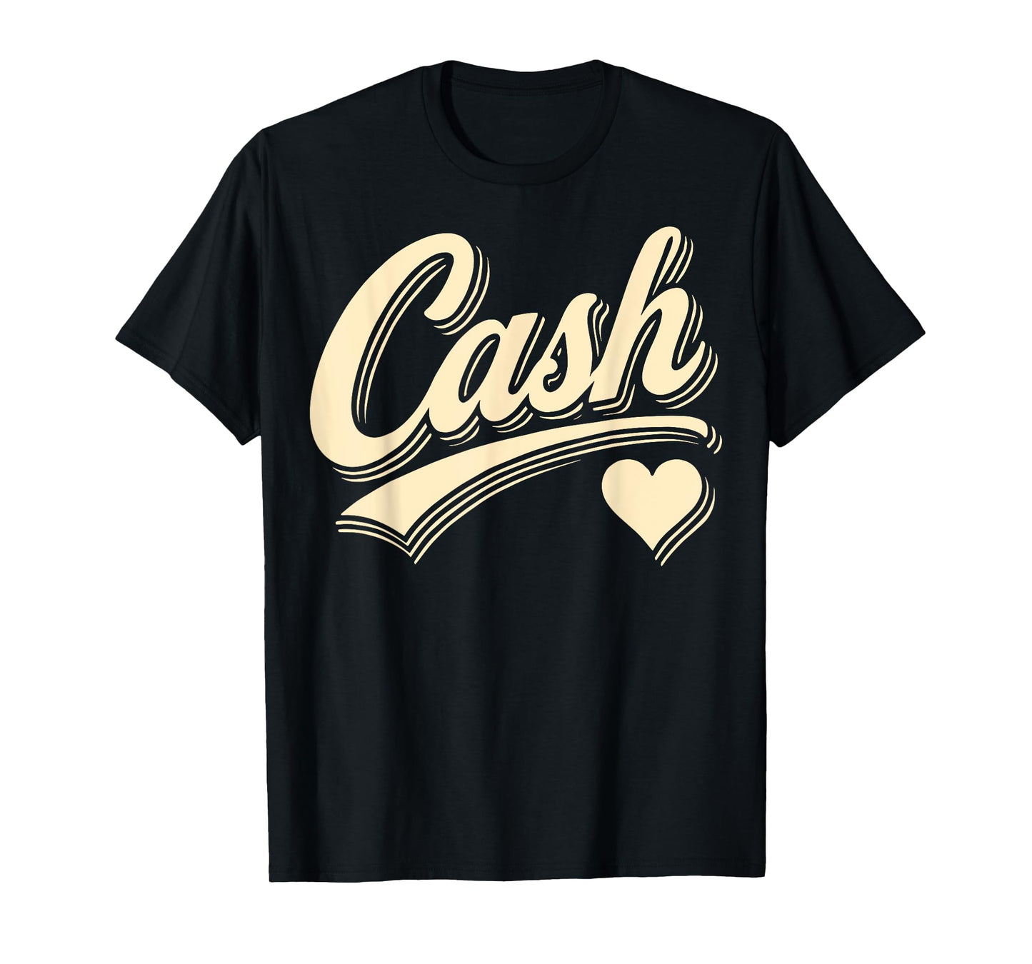 Retro Cash Script Design with Heart Look Gift For Men Women T-Shirt