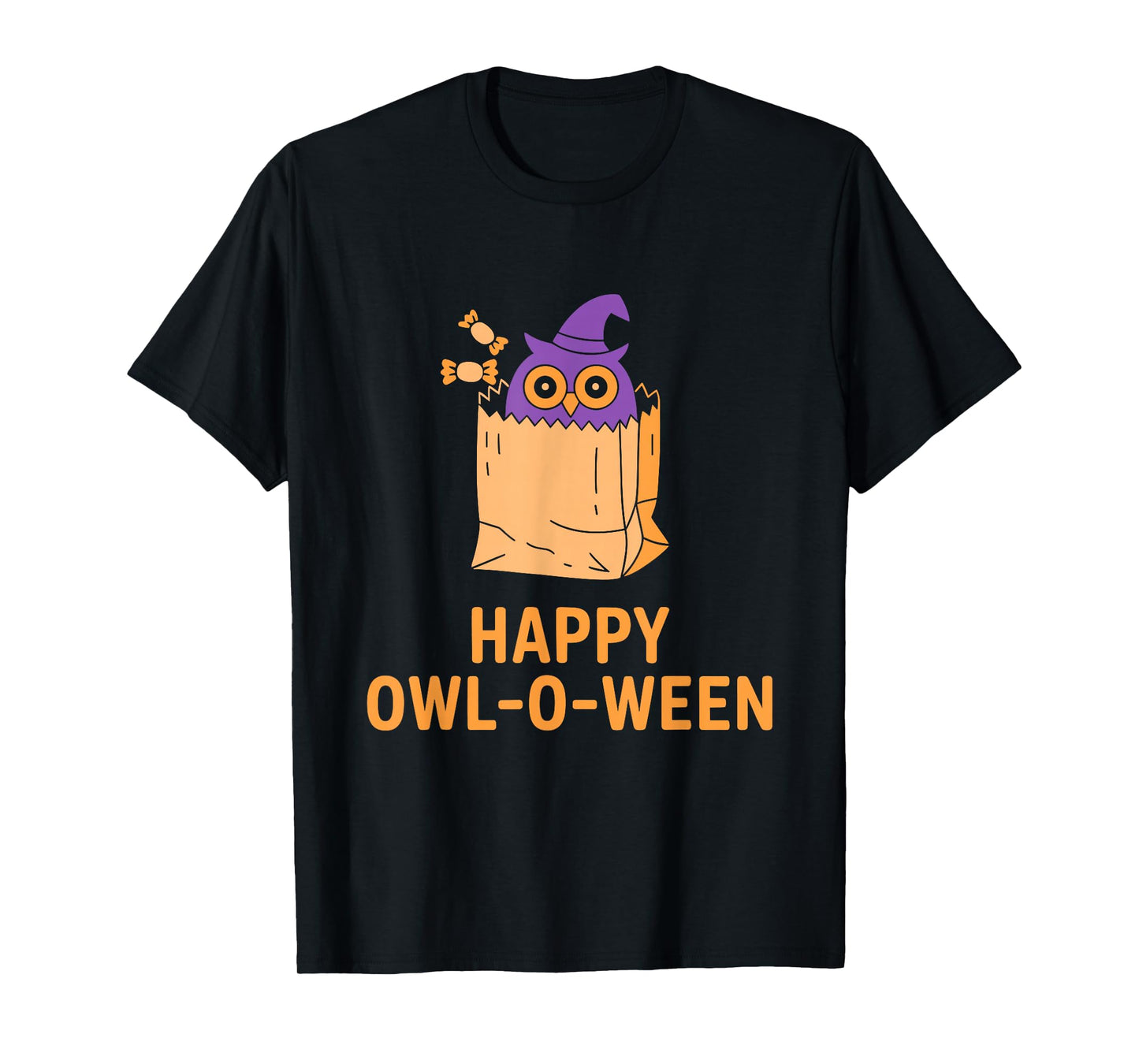 Happy Owl-O-Ween Cute Funny Owl Witch Hat Halloween T-Shirt