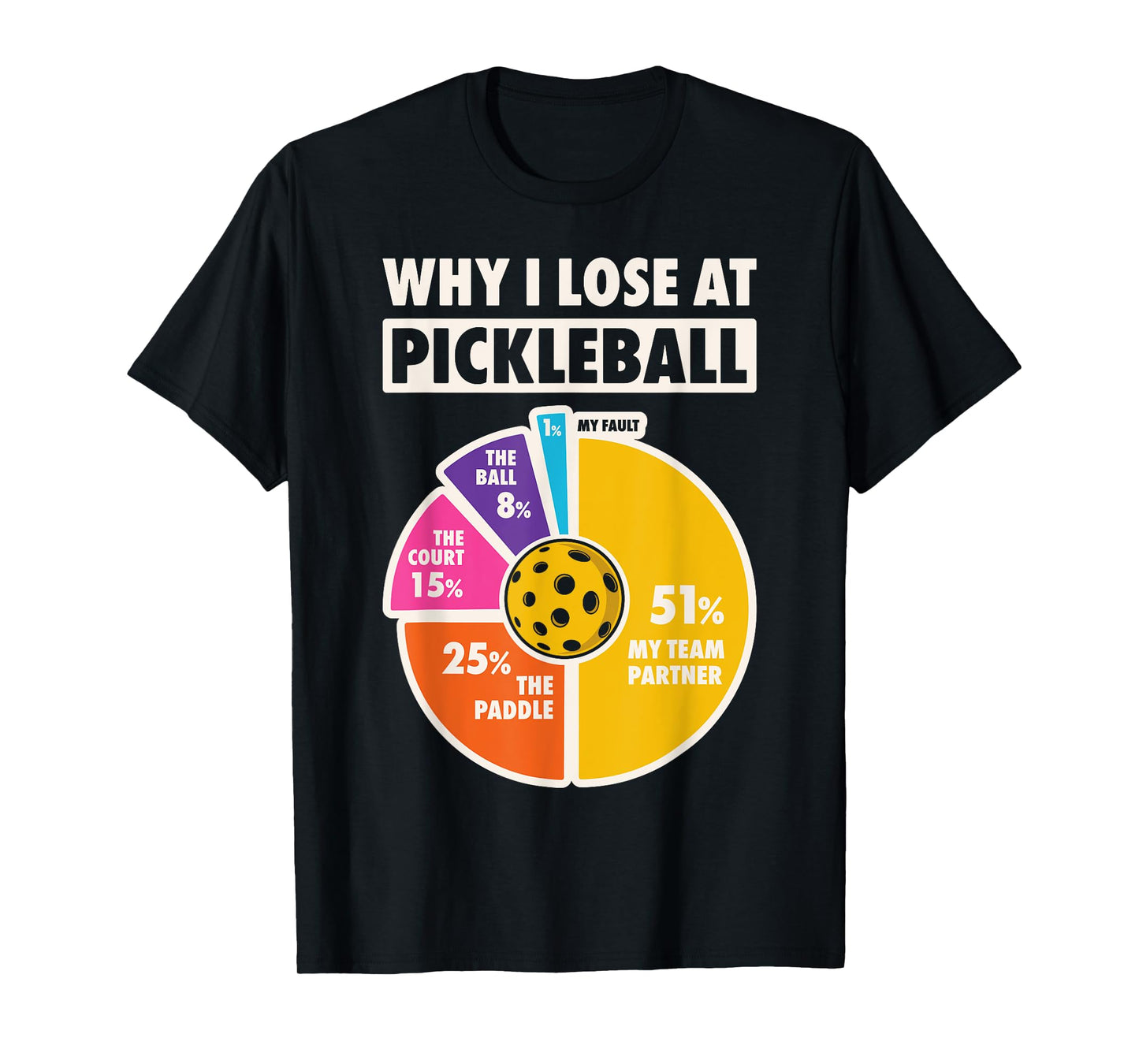 Why I Lose At Pickleball Funny Paddleball Players Men Humor T-Shirt