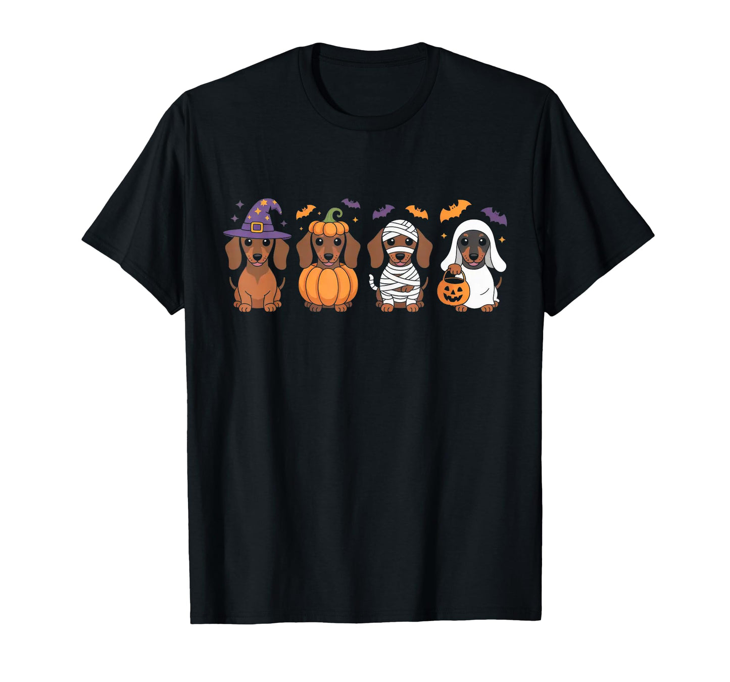 Weiner Dog Witch Happy Halloweenie Cute Halloween Dachshund T-Shirt