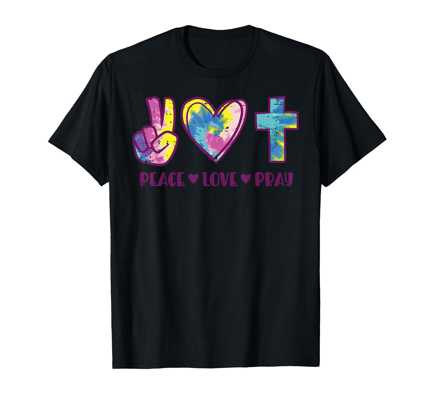 Peace Love Pray God Jesus Christian Hippie Men Women Kids T-Shirt