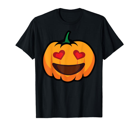 Pumpkin Big Smile & Love Eyes Funny Halloween Costume T-Shirt