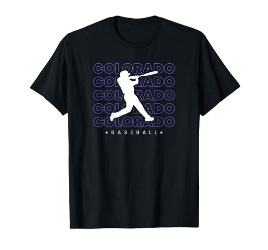 Colorado Baseball Backprint Retro Minimalist Baseball Lover T-Shirt