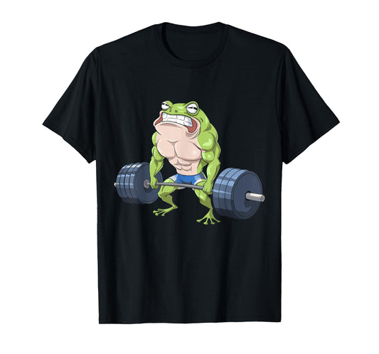 Funny Frog Weightlifting Deadlift Fitness Gym Barbell Humor T-Shirt