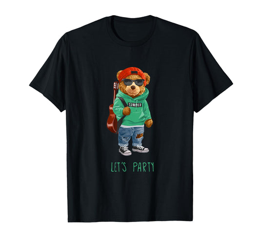Stay Childish Let's Party, Funny Boys Girls Teddy Bear Style T-Shirt