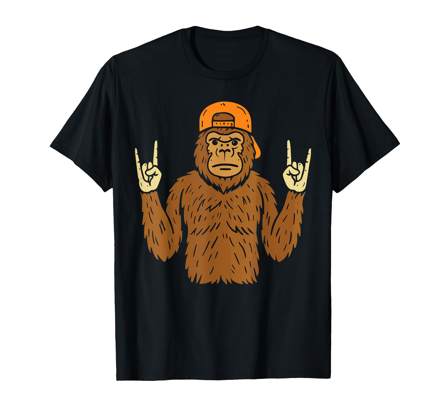 Rocker Bigfoot Cap Skater Cool Halloween Punk Rock Men Boys T-Shirt