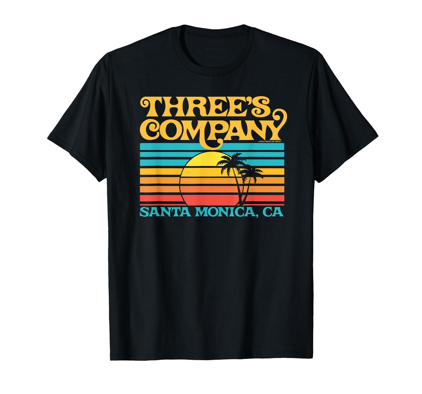 Three's Company Logo Santa Monica Retro 80's Sunset T-Shirt