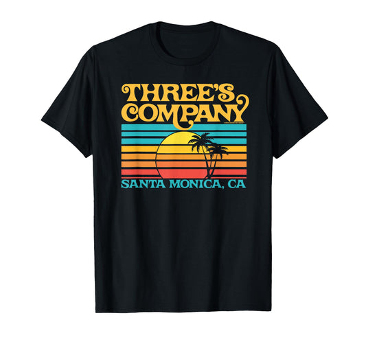 Three's Company Logo Santa Monica Retro 80's Sunset T-Shirt