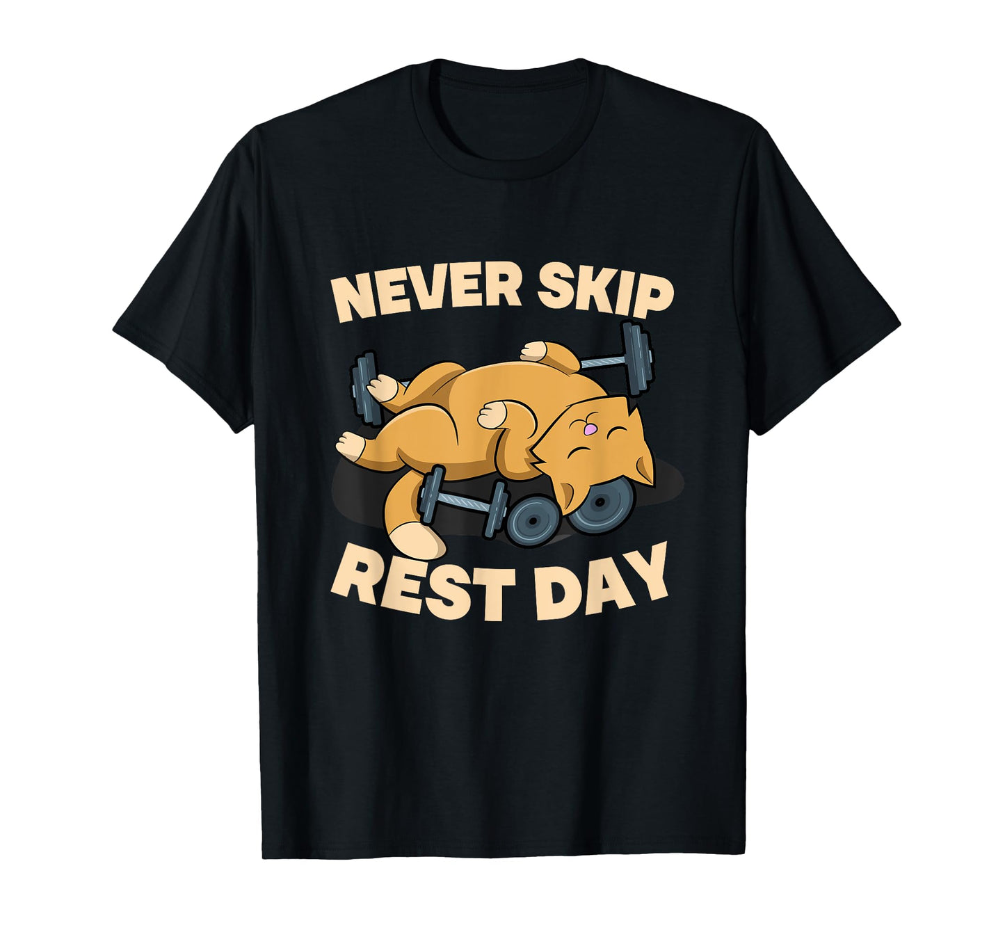 Never Skip Rest Day Cat Kitten Gym Workout Bodybuilding T-Shirt