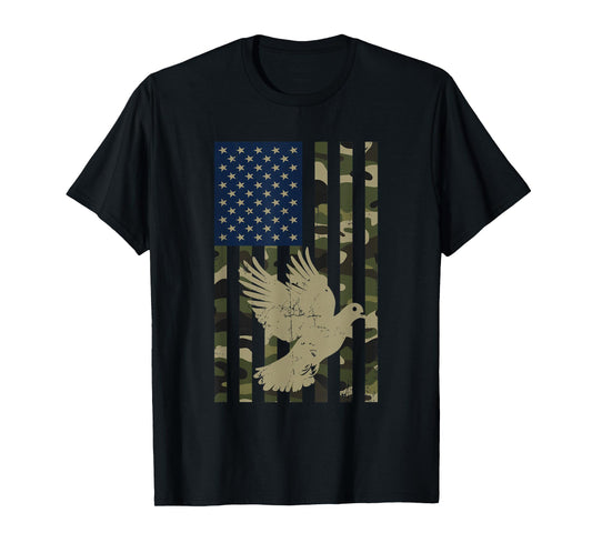 Camo American USA Flag Camouflage Dove Hunting Hunter T-Shirt