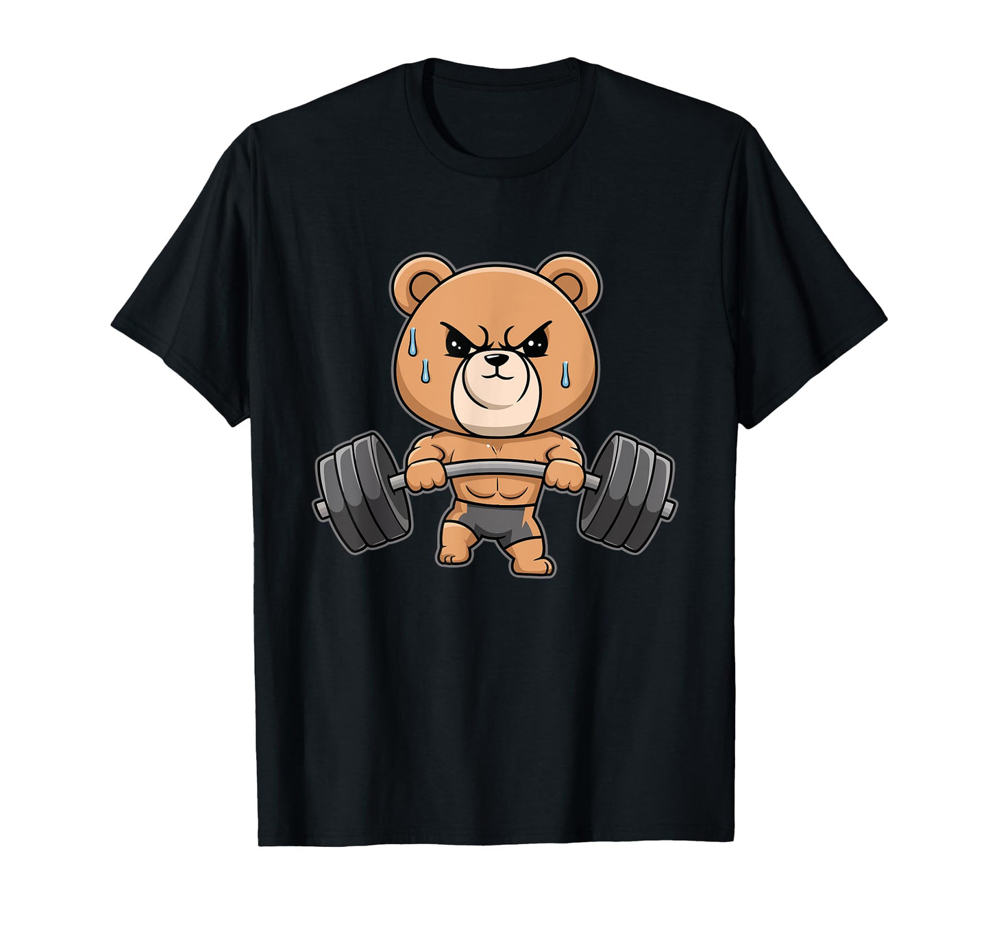 Funny Teddy Bear Lifting Weights Gym Workout Animal T-Shirt