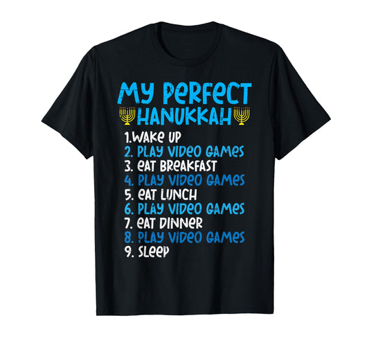 My Perfect Hanukkah Video Game Chanukah Jew Men Boys Kids T-Shirt
