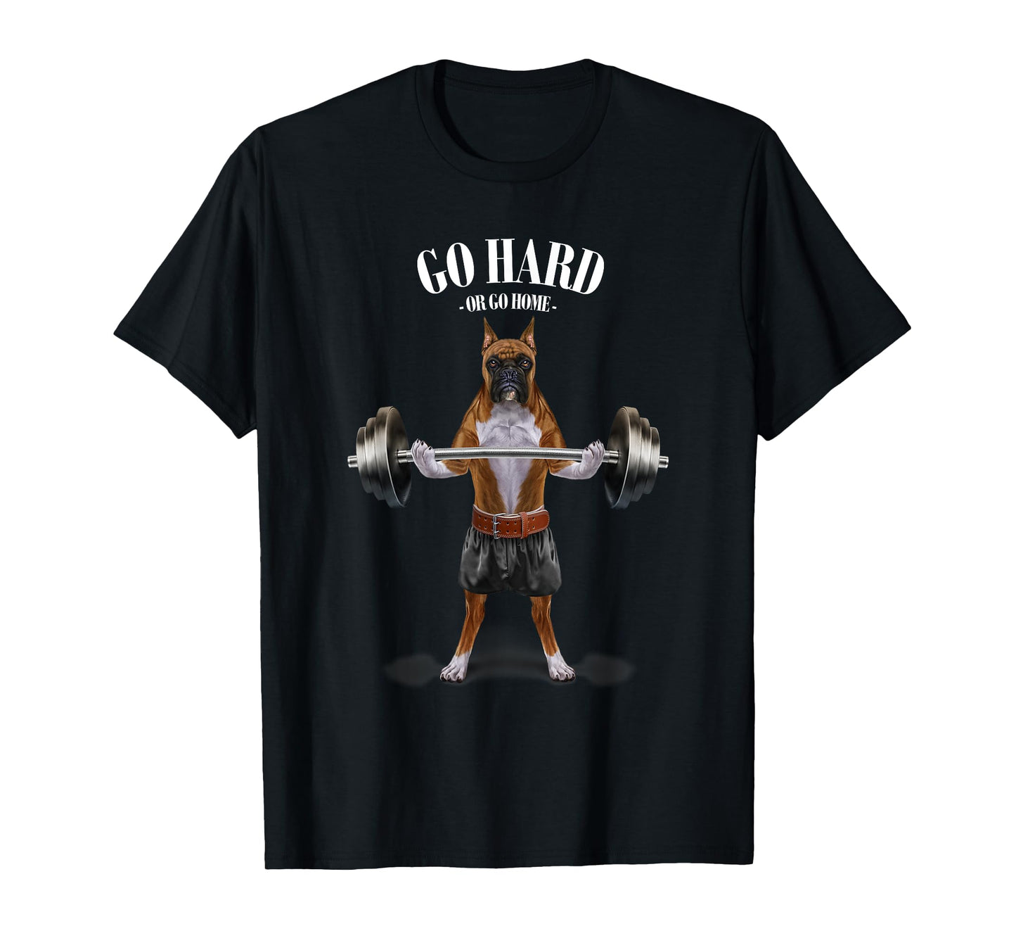 Boxer Dog Weightlifting in Fitness Gym T-Shirt for Men Women Kids