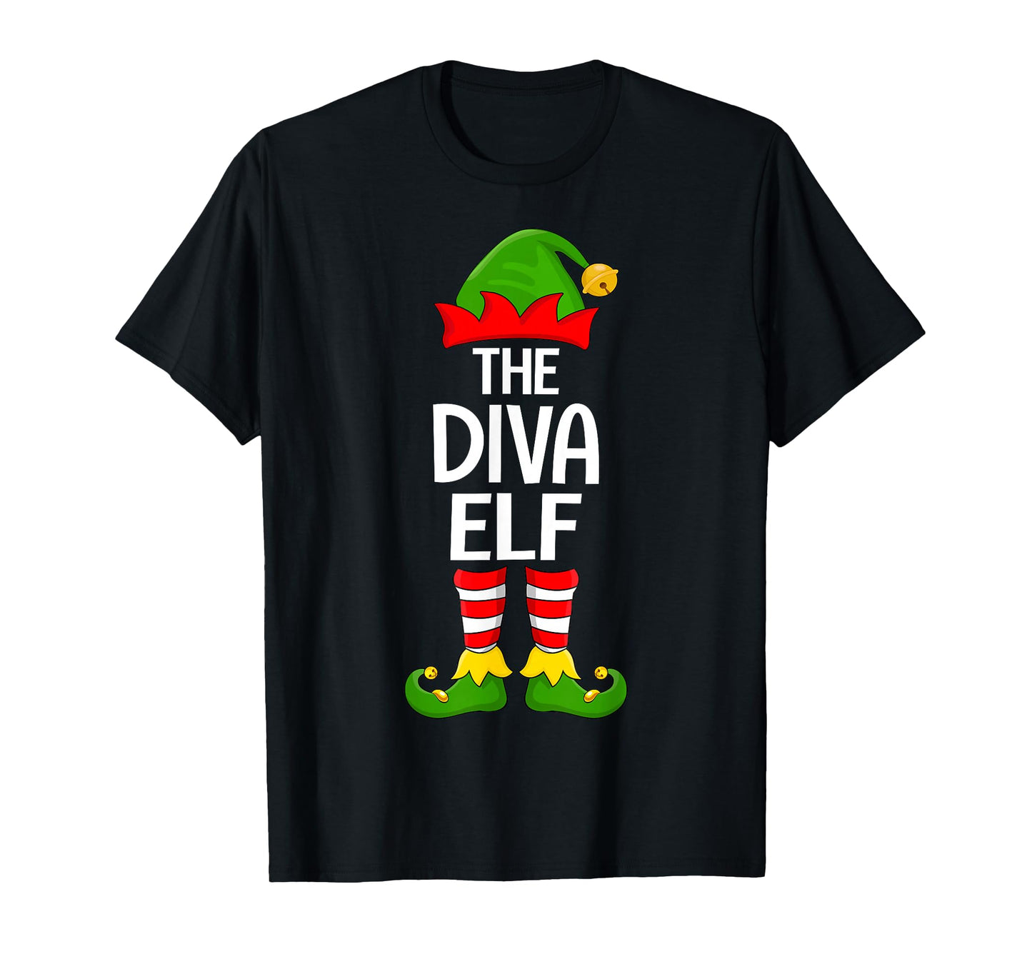 Diva Elf Matching Family Elf Squad Christmas Girls Women T-Shirt