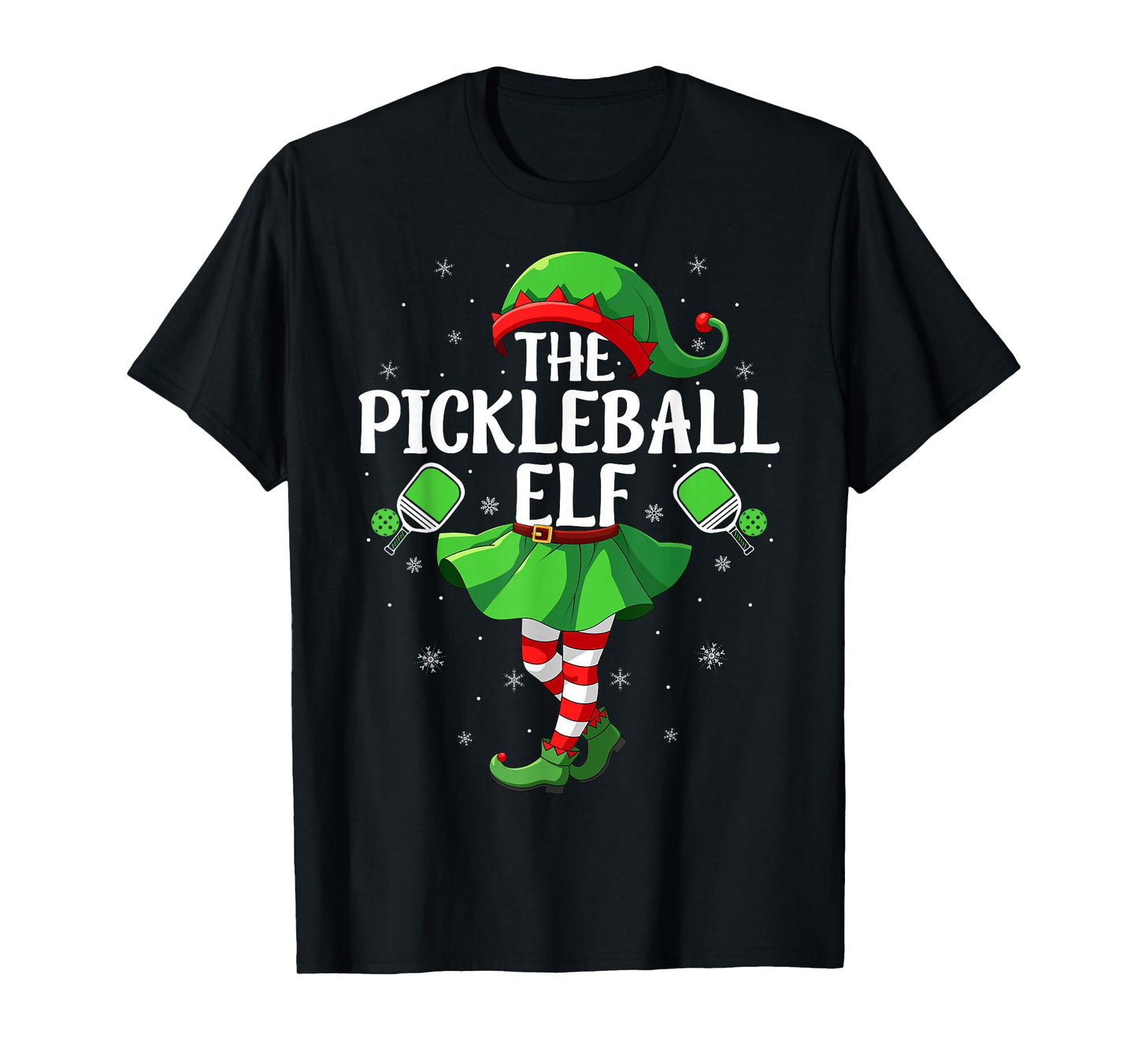 Pickleball Elf Christmas Girls Women Elf Squad Xmas Family T-Shirt