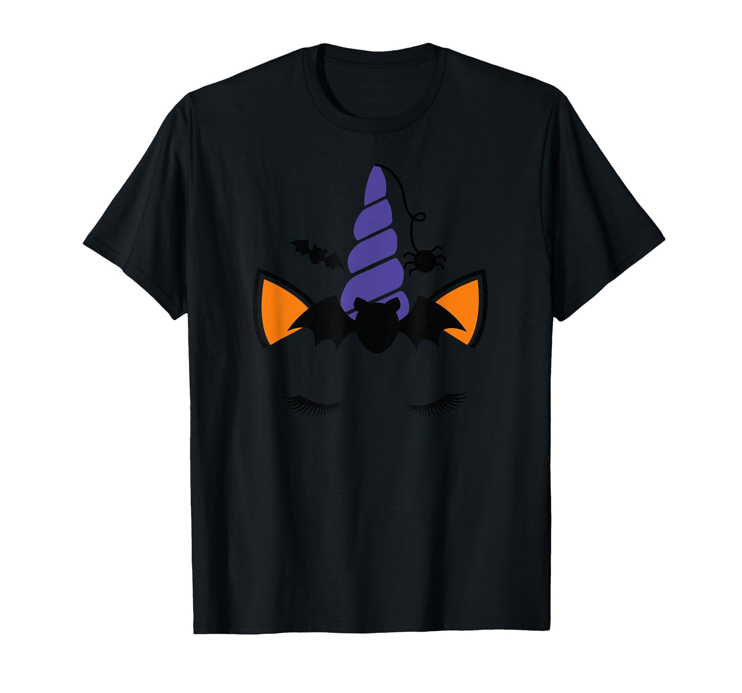 Unicorn Face Eyelashes Bat Spider Halloween Costume T-Shirt