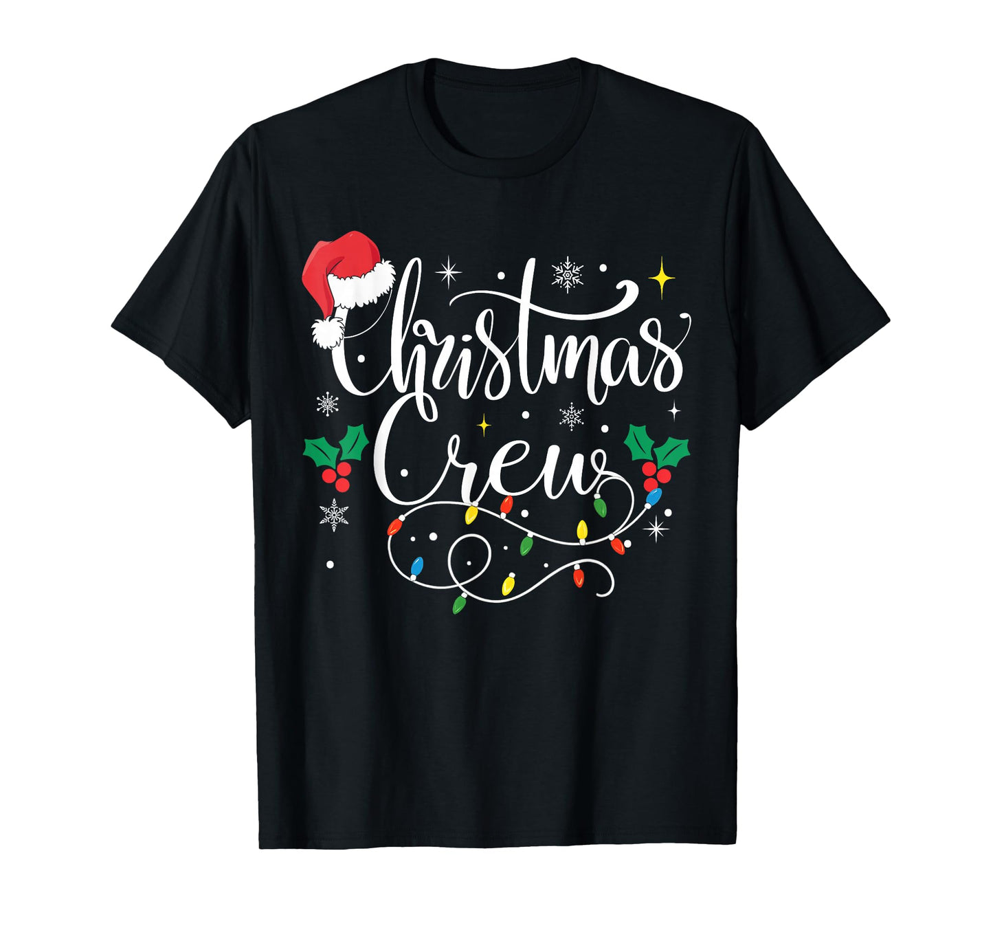 Christmas Crew Santa Hat Holiday Matching Family Pajamas T-Shirt