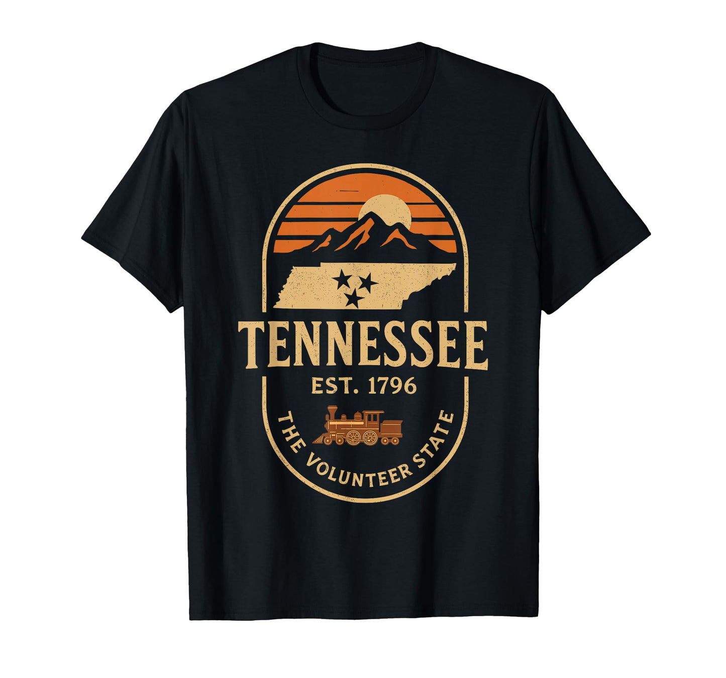Vintage TN Tennessee Est 1796 Orange USA flag Smoky Souvenir T-Shirt
