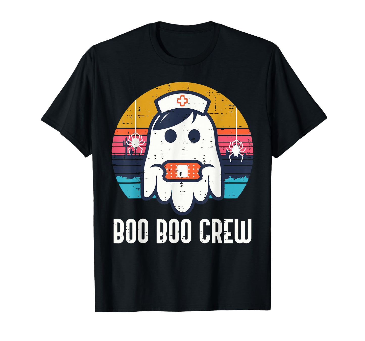Halloween Nurse Ghost Boo Boo Costume Scrub Top Crew Women T-Shirt