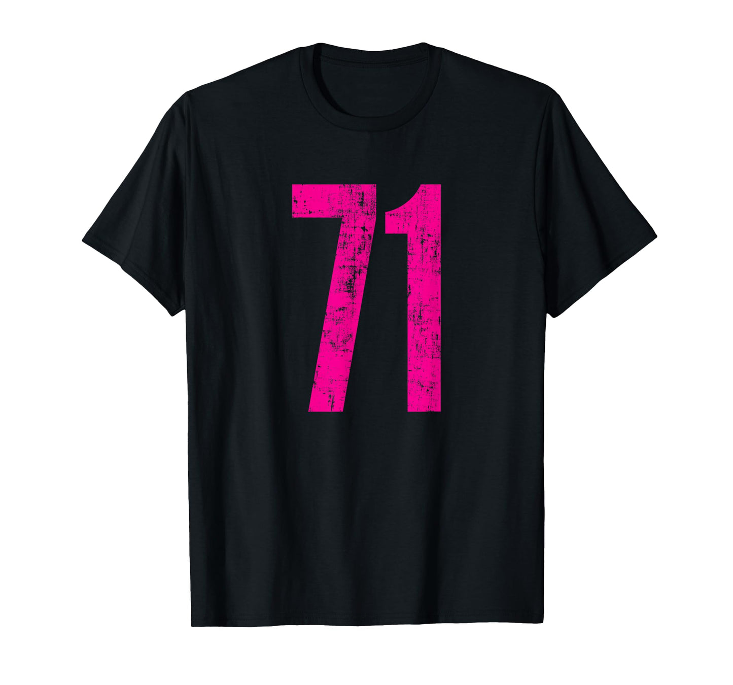 Number 71 Distressed Vintage Sport Team Player Training T-Shirt