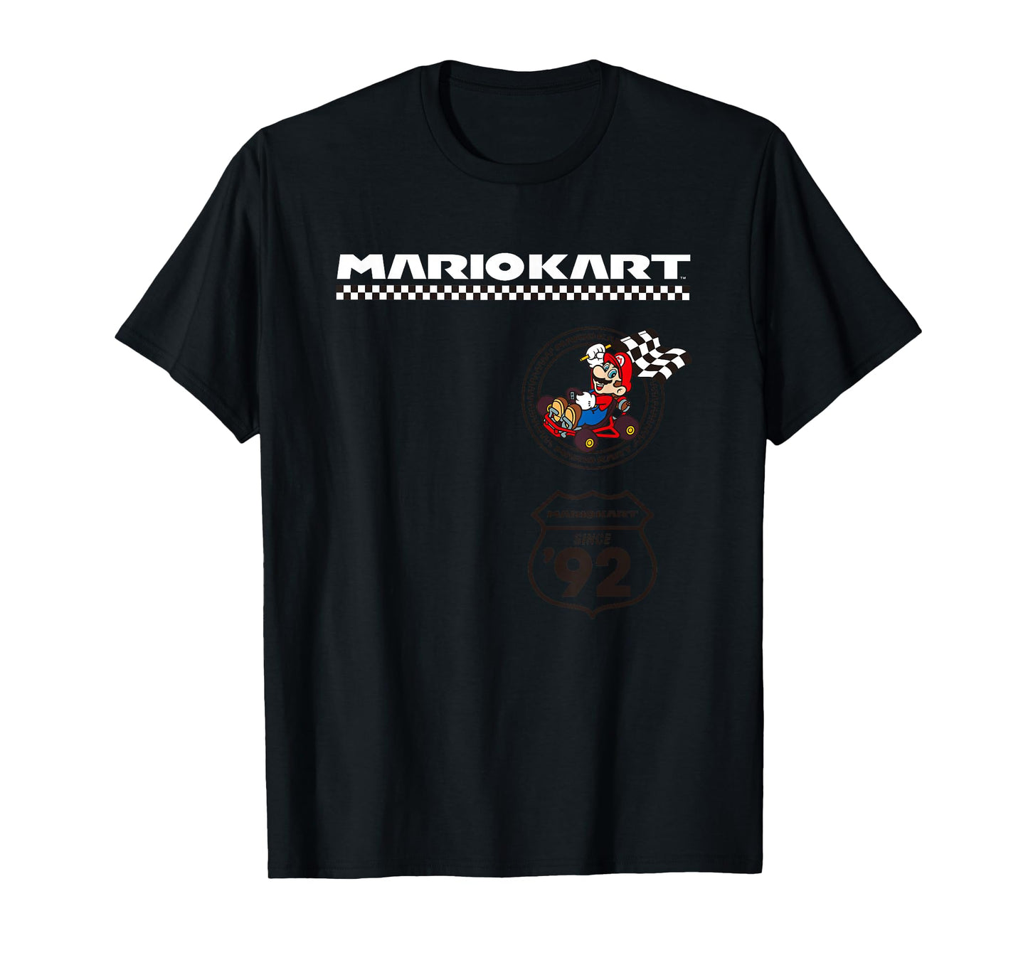 Mario Kart Racing Since '92 Checkered Race Banner T-Shirt