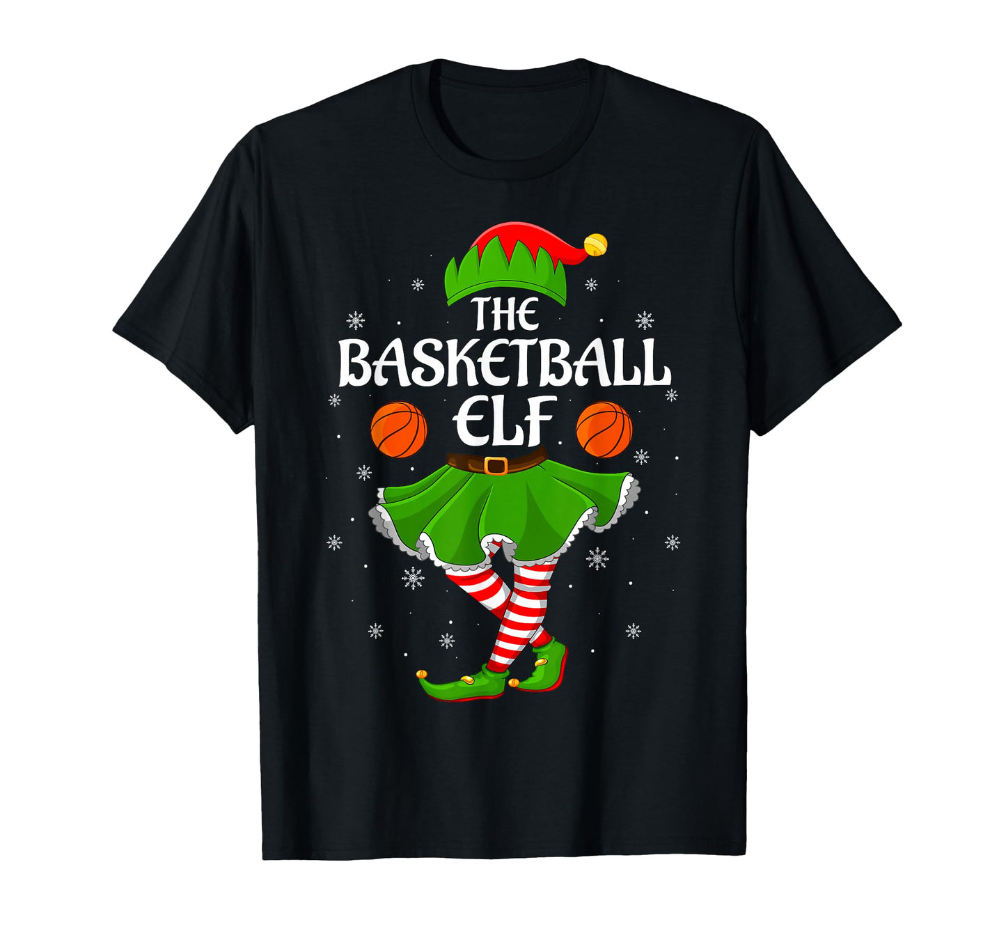 Basketball Elf Christmas Family Girls Women Elf Squad Xmas T-Shirt
