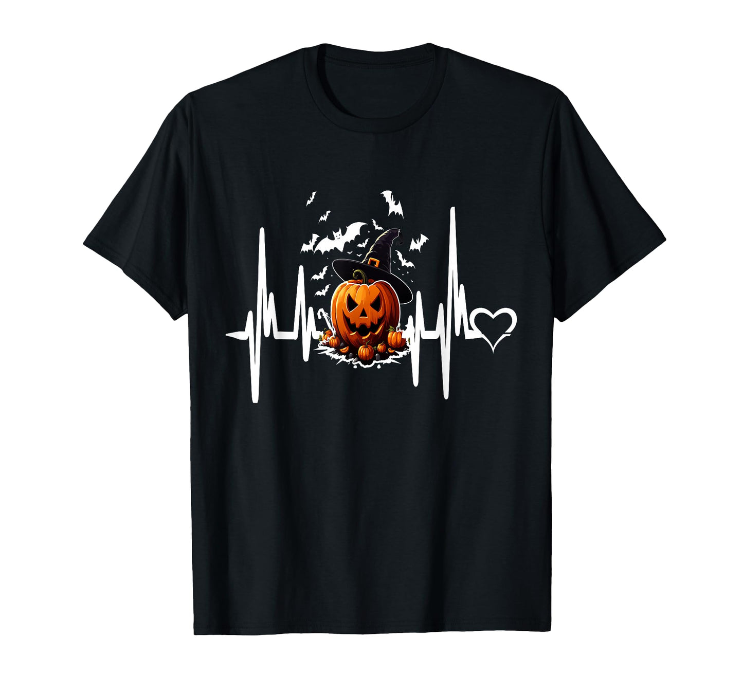Funny Pumpkin Heartbeat Halloween for Women Men Kids T-Shirt