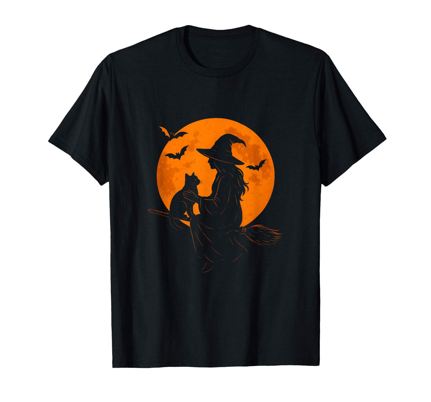 Witch and Cute Cat Black Kitten for Halloween Costume Party T-Shirt