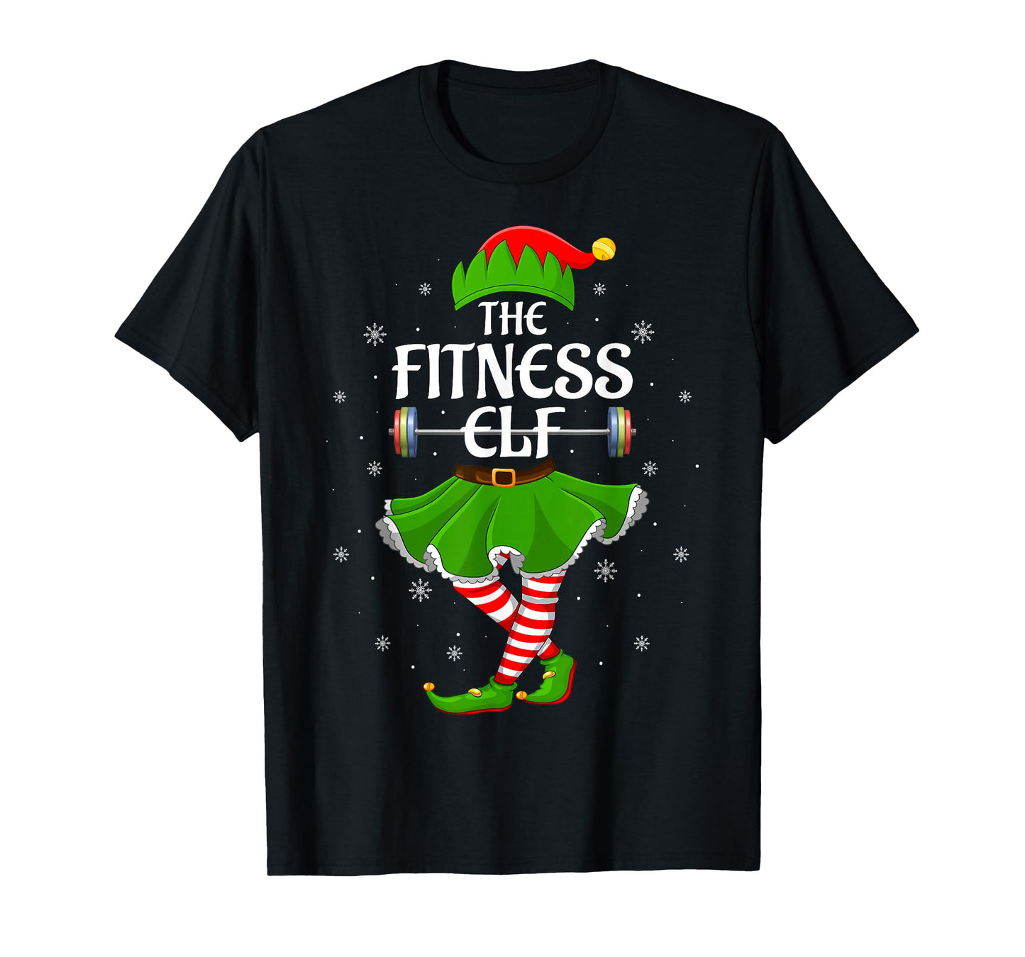 Fitness Elf Christmas Family Girls Women Elf Squad Xmas T-Shirt