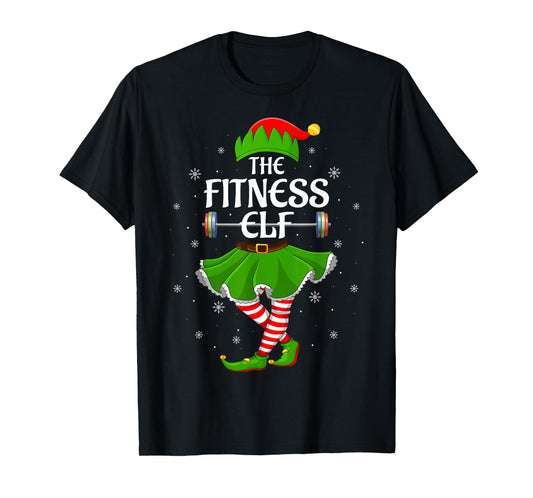 Fitness Elf Christmas Family Girls Women Elf Squad Xmas T-Shirt