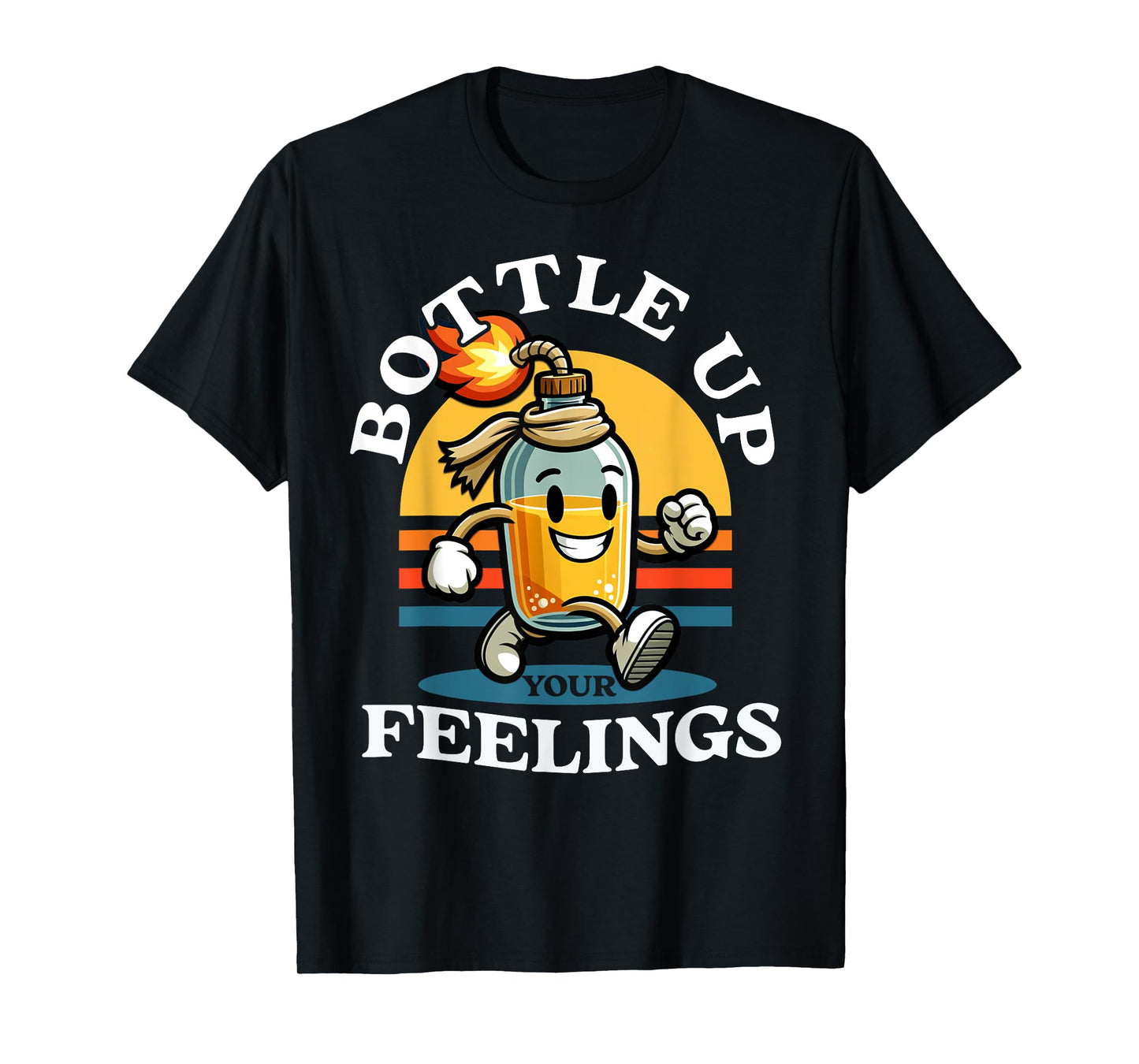 Bottle Up Your Feelings Funny Cartoon Retro Vintage T-Shirt