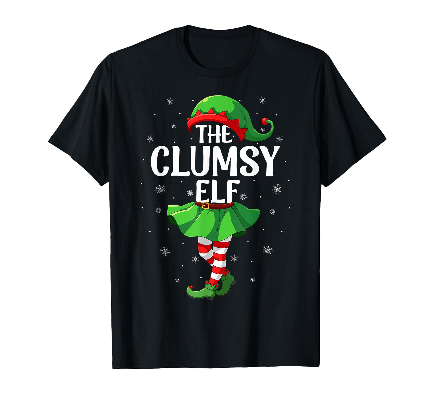 Clumsy Elf Christmas Girls Women Elf Squad Xmas Family T-Shirt