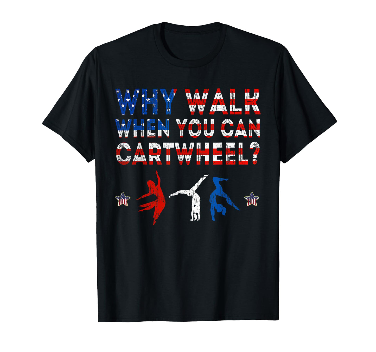Gymnastics USA American Flag - Cartwheel Tumbling Funny Girl T-Shirt