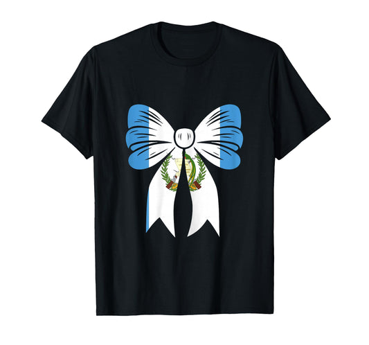 Guatemala Girl Coquette Bow Ribbon Pride Guatemalan Flag T-Shirt
