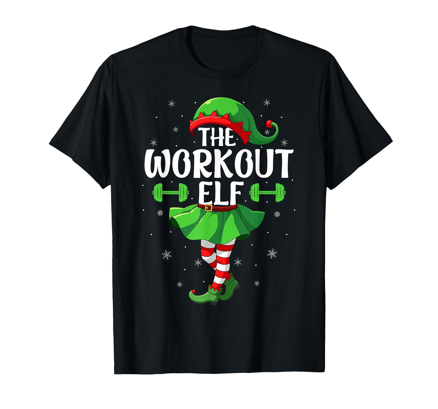 Workout Elf Christmas Girls Women Elf Squad Xmas Family T-Shirt
