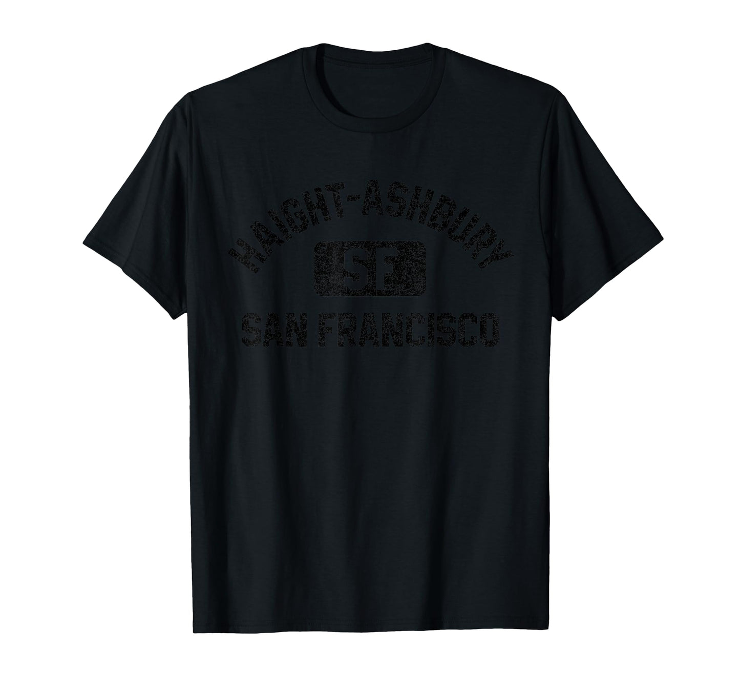 Haight-Ashbury SF Gym Style Gray with Distressed Black Print T-Shirt