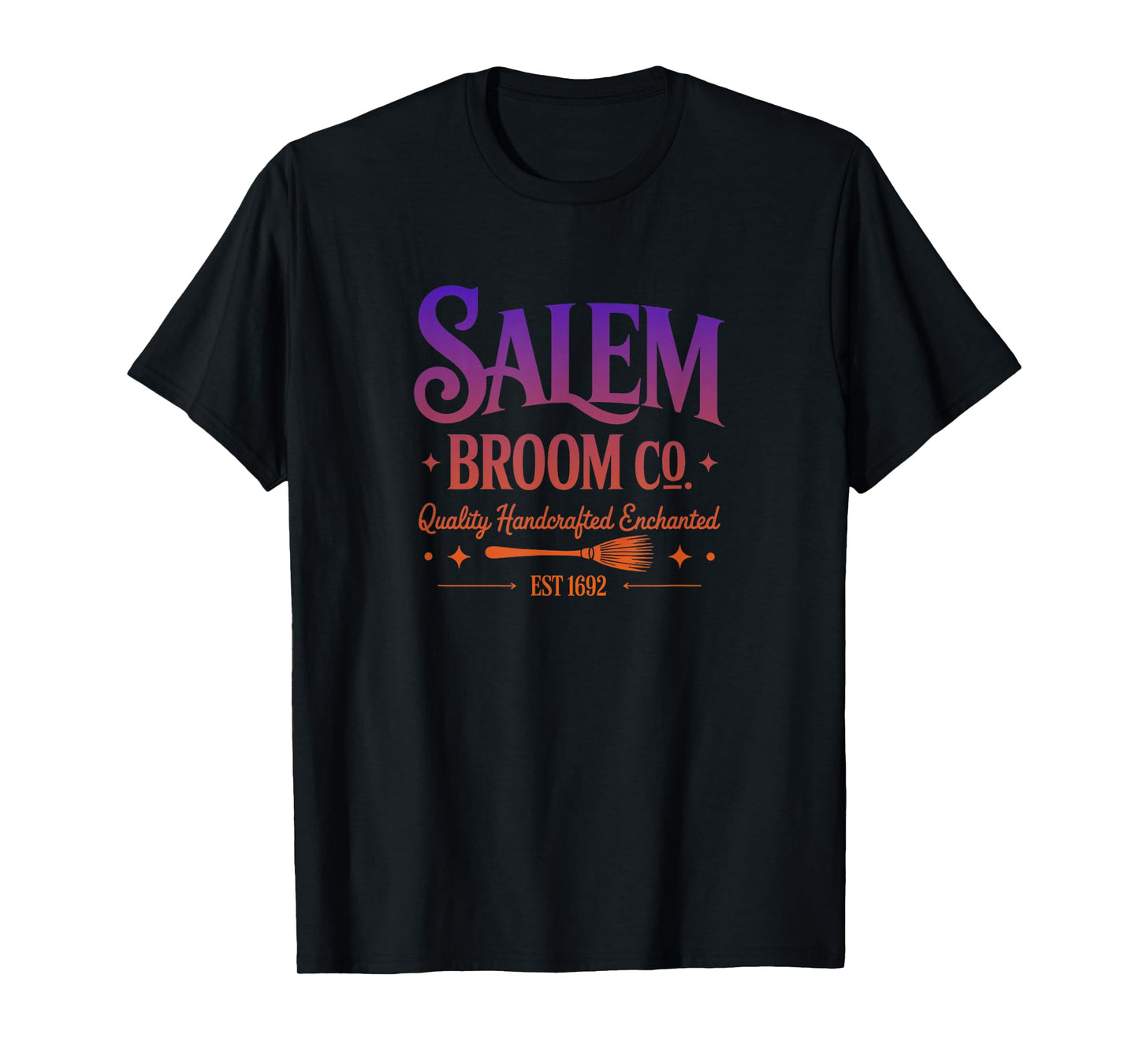 Salem Broom Co Handcrafted Enchanted Est 1692 Halloween T-Shirt