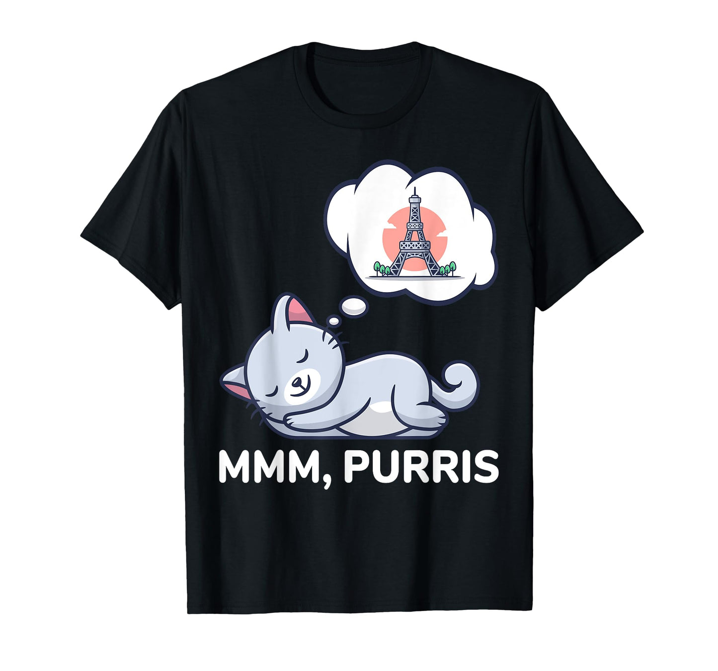 Funny Paris Cat Cute France Themed Gift T-Shirt