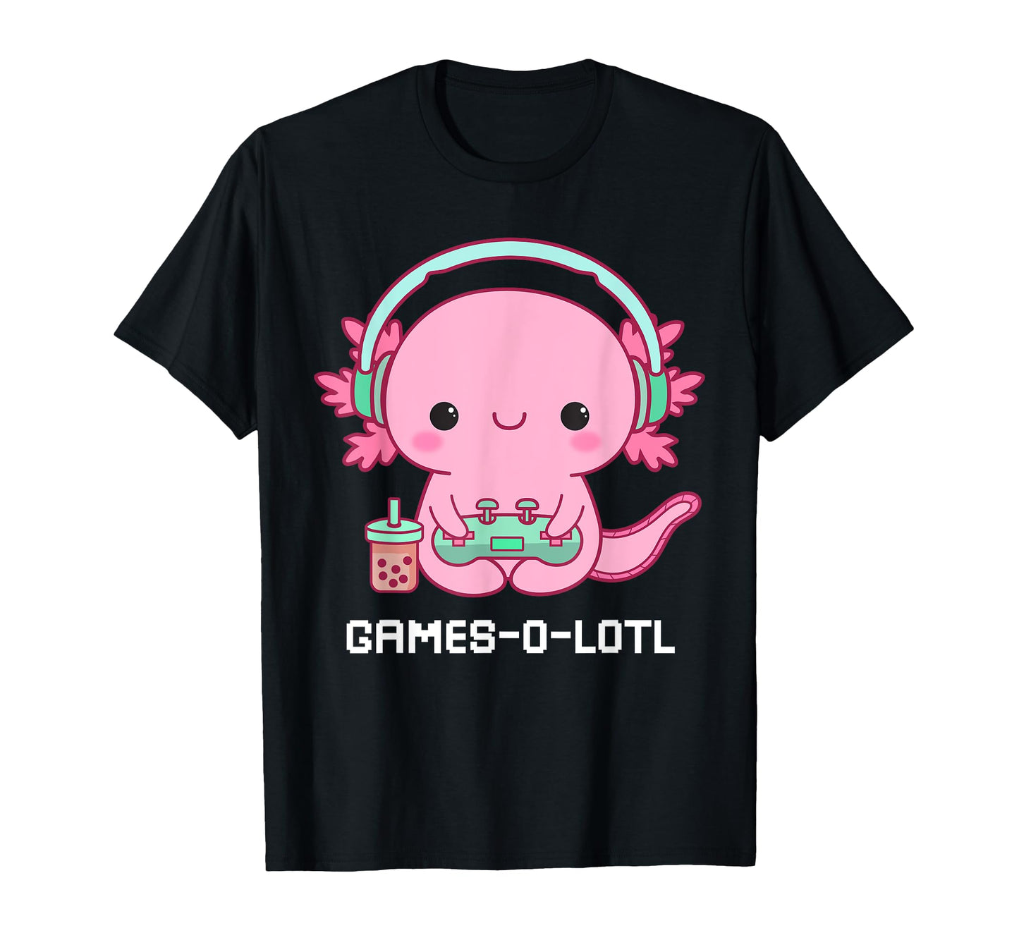Gamesalotl Axolotl Cute Kawaii Fish Playing Video Games Girl T-Shirt