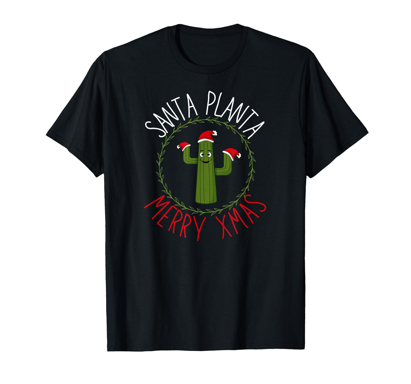 Funny Christmas Cactus Apparel – Santa Planta Holiday Design T-Shirt