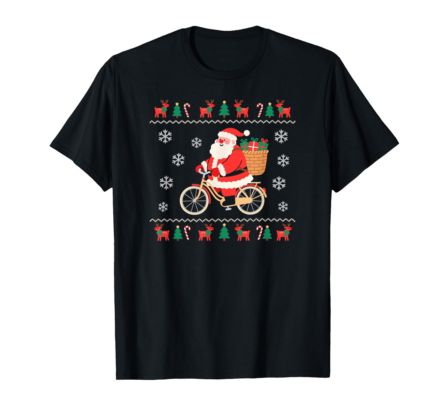Santa Claus Christmas Ridig a Bicycle Gift Season T-Shirt