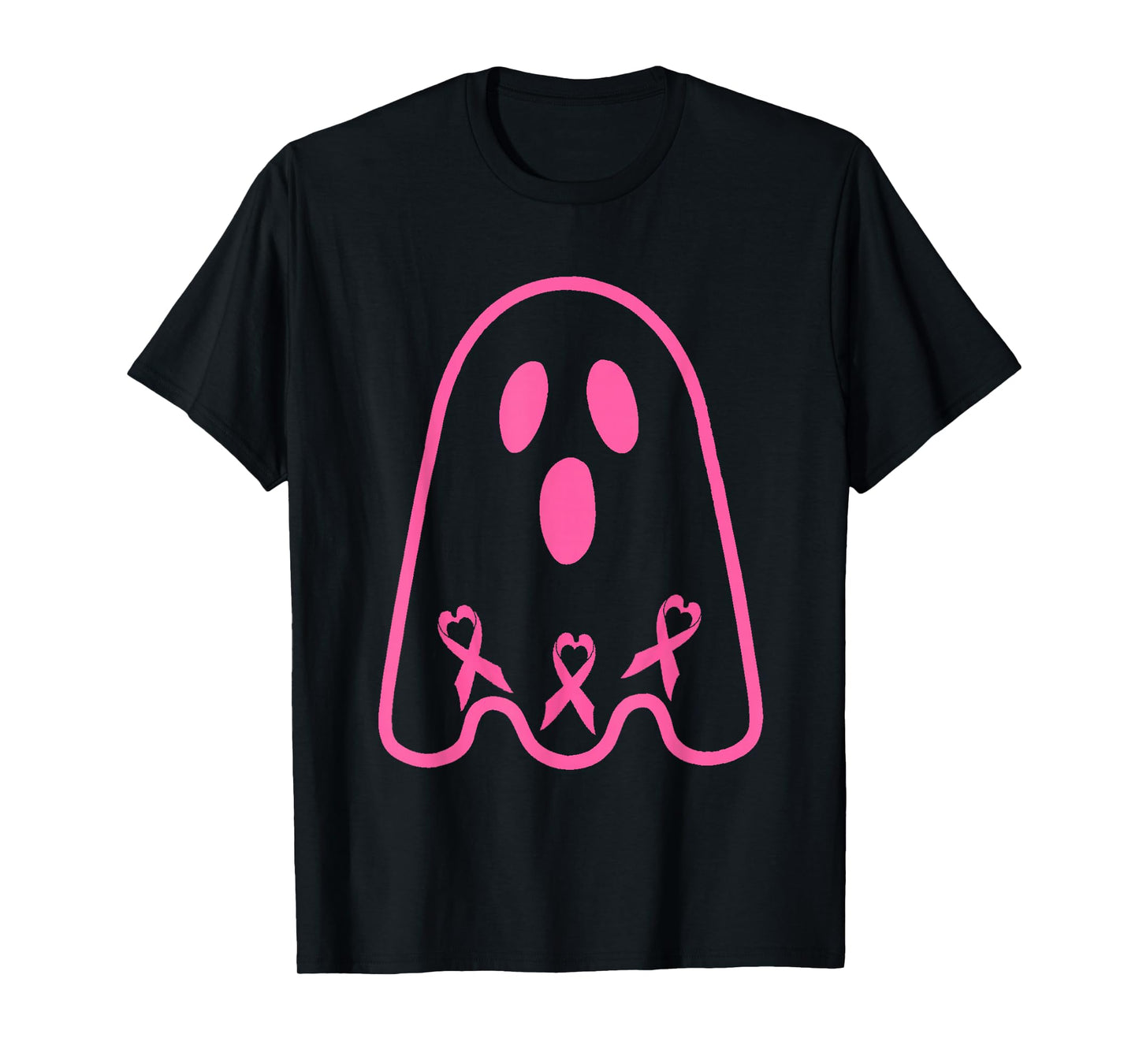in October We Wear Pink Ghost Witch Breast Cancer Awareness T-Shirt