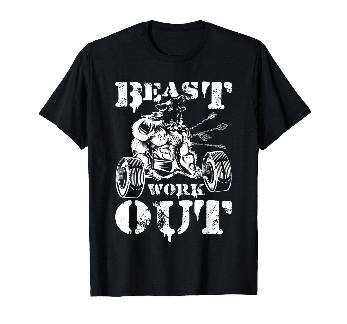 Beast Workout Wolf Lifting Weights Gym Fitness Muscles T-Shirt