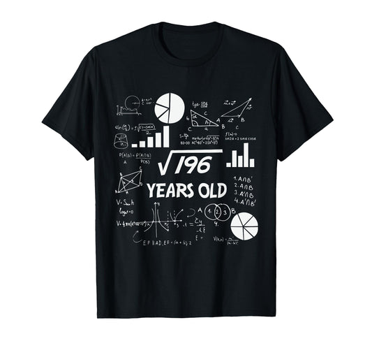 14th Birthday Square Root of 196 Math 14 Years Old Birthday T-Shirt